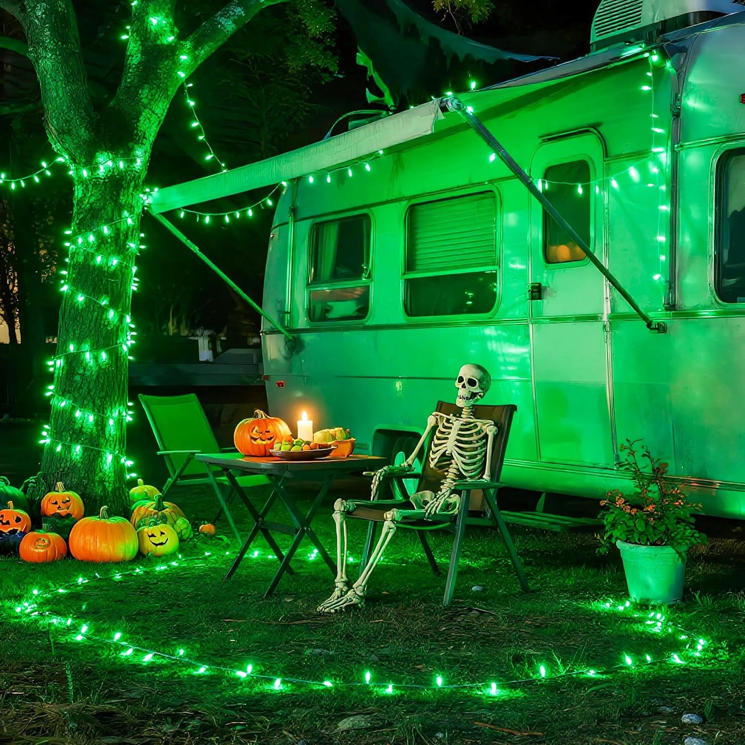 Connectable 100 LED Green Halloween Lights 8 Modes Grinch Lights | Plug-In Green Christmas Lights Indoor, 33Ft Clear Wire Grinch Green String Lights Outdoor for Grinch Christmas Tree Decor