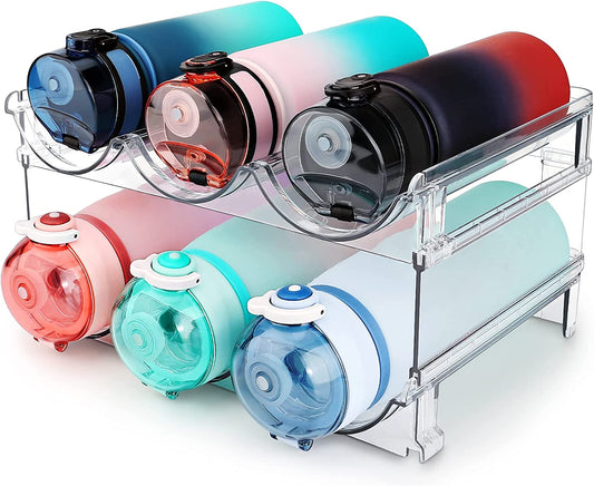 Water Bottle Organizer for Cabinet, Water Bottle Storage Organizer, 2 Packs Water Bottle Storage Rack, Water Bottle Holder for Cabinet, Stackable Water Bottle Storage Rack | 2 Packs Tumbler Organizer, Water Bottle Holder for Cabiner, Fridge, Kitchen, Desktop, Pantry